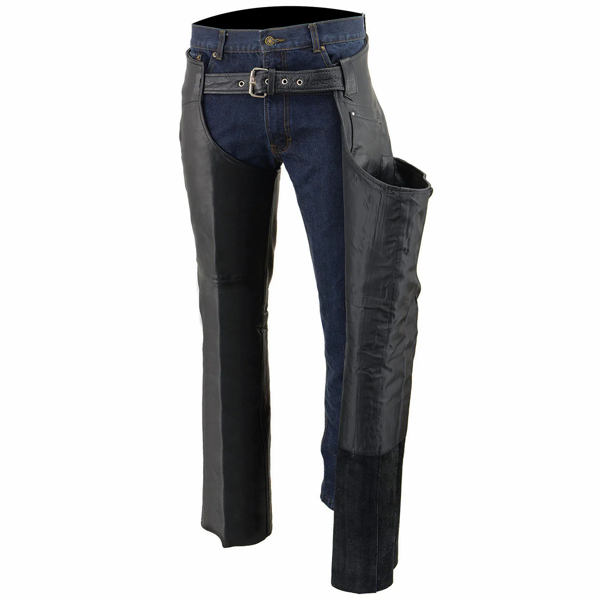 Milwaukee Leather Chaps for Men's Black Premium Leather Fully Lined - Coin Pocket Motorcycle Riders Chap - SH1115 - Image 11