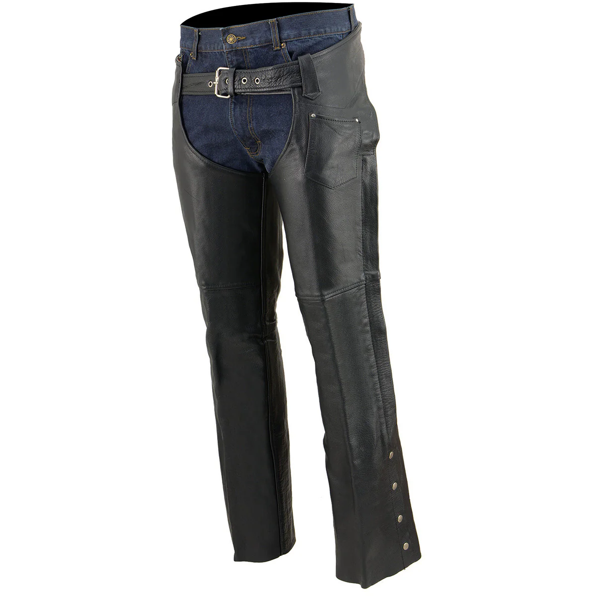 Milwaukee Leather Chaps for Men's Black Premium Leather Fully Lined - Coin Pocket Motorcycle Riders Chap - SH1115 - Image 5