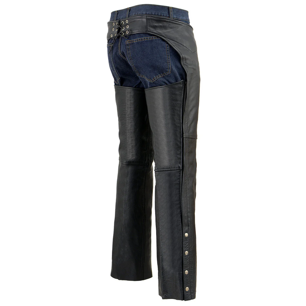 Milwaukee Leather Chaps for Men's Black Premium Leather Fully Lined - Coin Pocket Motorcycle Riders Chap - SH1115 - Image 7