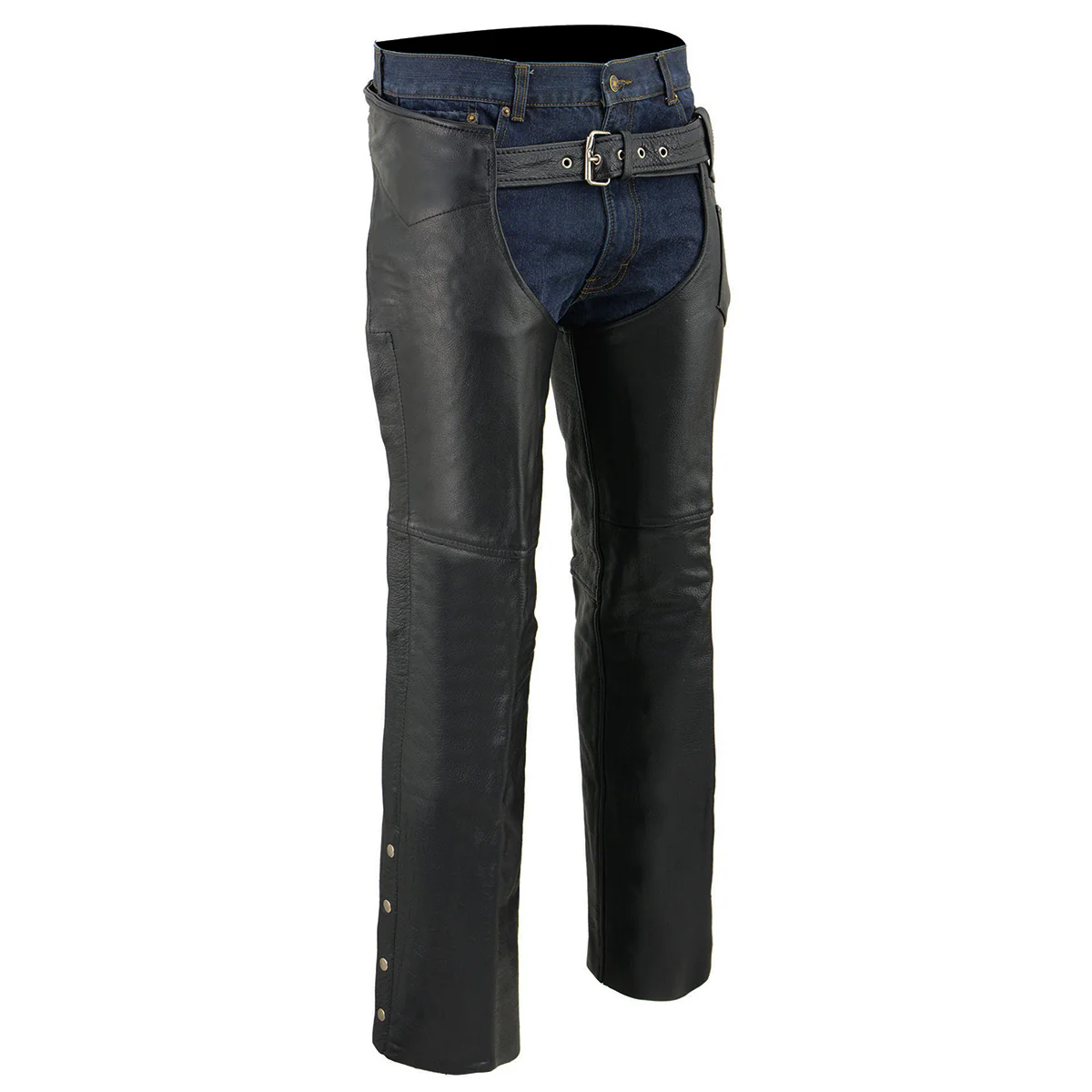 Milwaukee Leather Chaps for Men's Black Premium Leather Fully Lined - Coin Pocket Motorcycle Riders Chap - SH1115 - Image 8