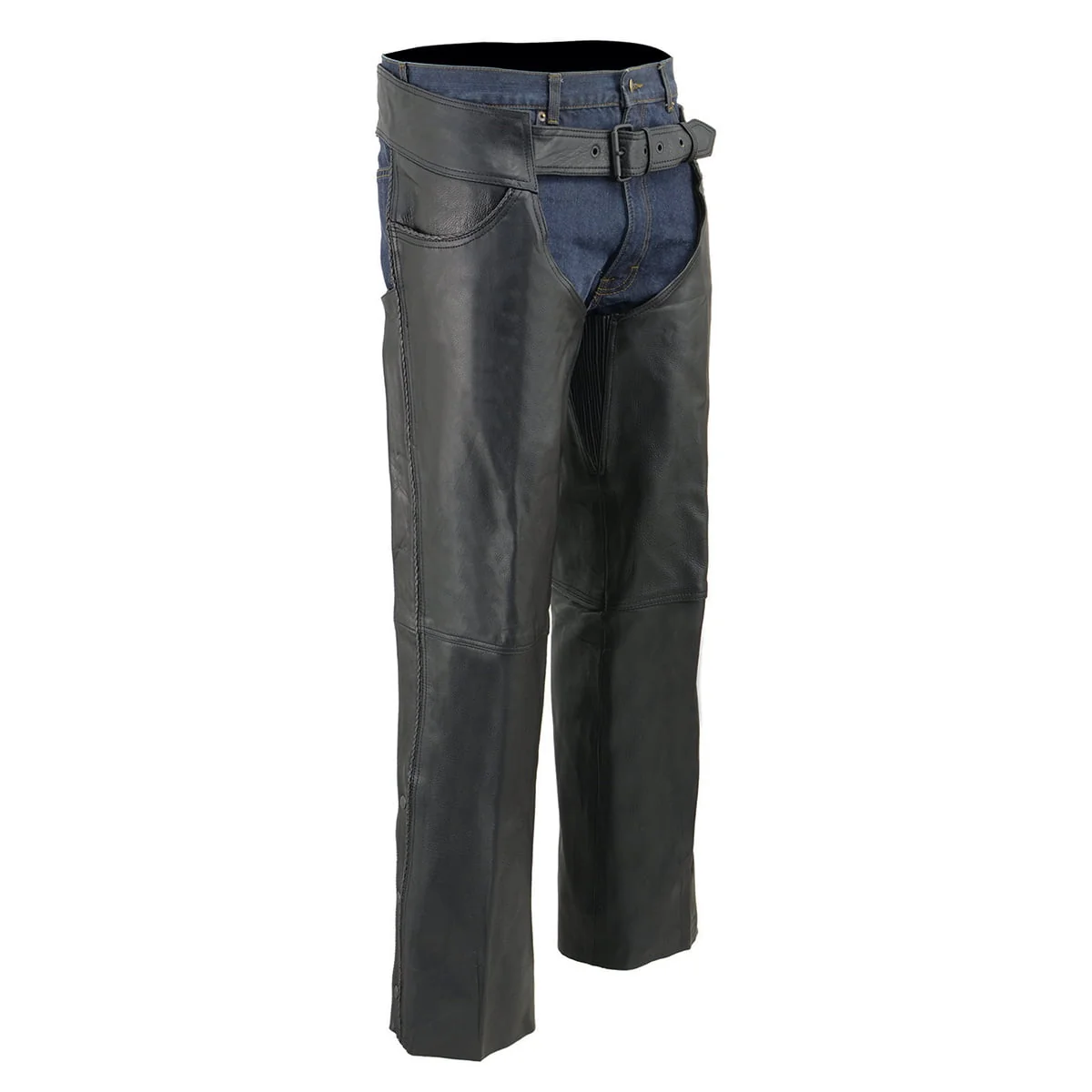 Milwaukee Leather SH1125 Men's Black Braided Leather Jean Style Chaps - Image 10