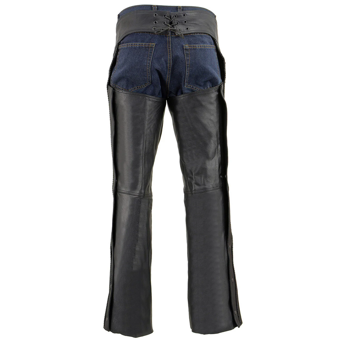 Milwaukee Leather SH1125 Men's Black Braided Leather Jean Style Chaps - Image 6
