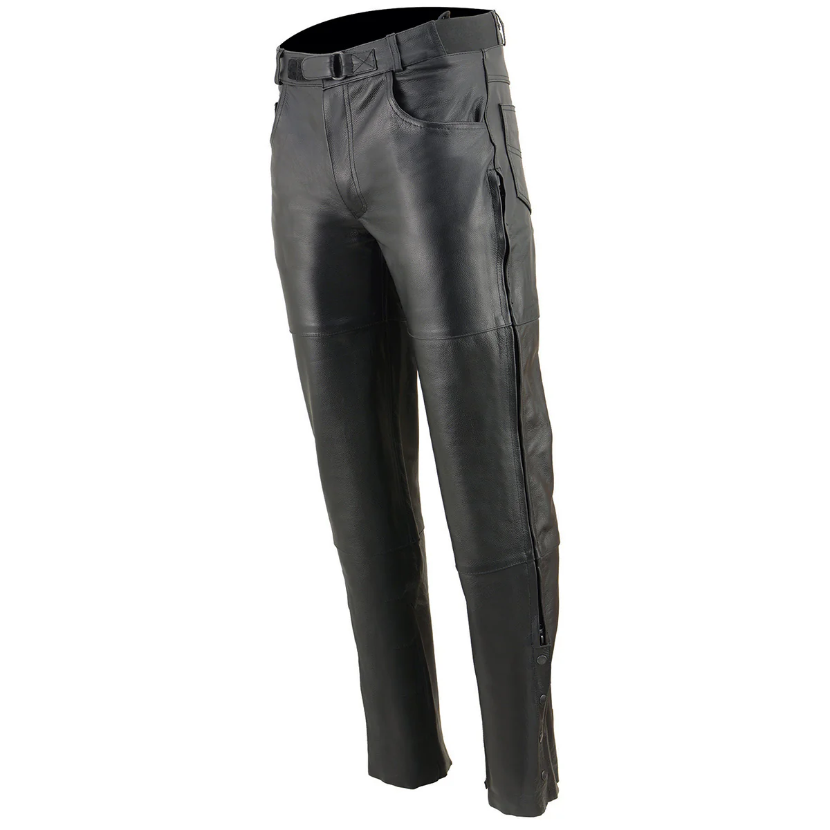 Milwaukee Leather SH1150 Men's Black Leather Motorcycle Over Pants with Jean Style Pockets - Image 4