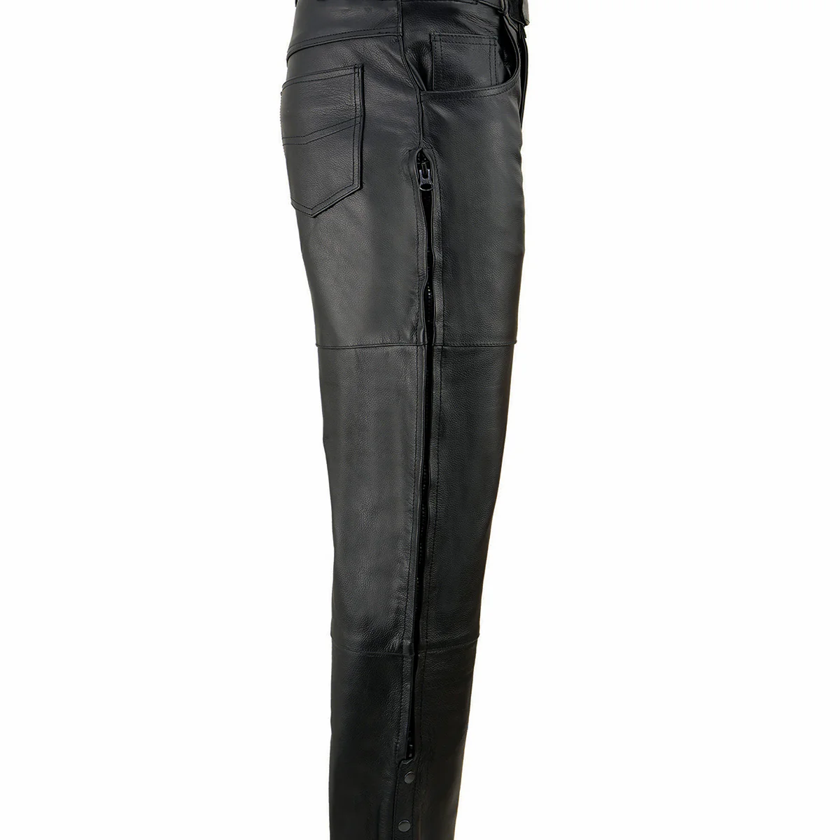 Milwaukee Leather SH1150 Men's Black Leather Motorcycle Over Pants with Jean Style Pockets - Image 6