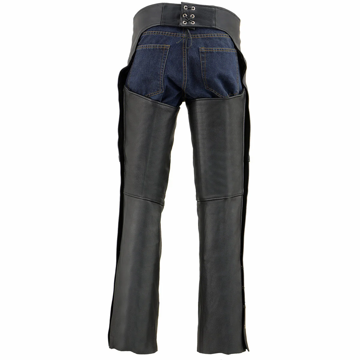 Milwaukee Leather Chaps for Men's Black Prime Leather Zipped Thigh Pocket-Mesh Lined Motorcycle Rider Chap-SH1190 - Image 2