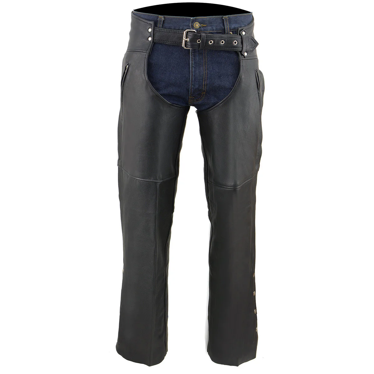 Milwaukee Leather Chaps for Men's Black Prime Leather Zipped Thigh Pocket-Mesh Lined Motorcycle Rider Chap-SH1190 - Image 6