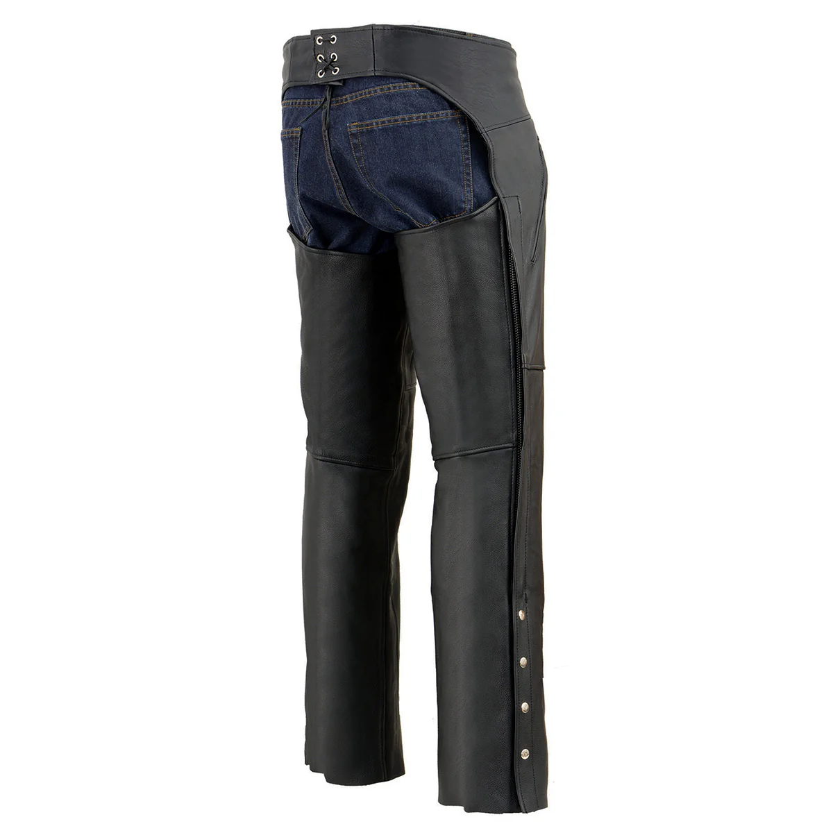 Milwaukee Leather Chaps for Men's Black Prime Leather Zipped Thigh Pocket-Mesh Lined Motorcycle Rider Chap-SH1190 - Image 7