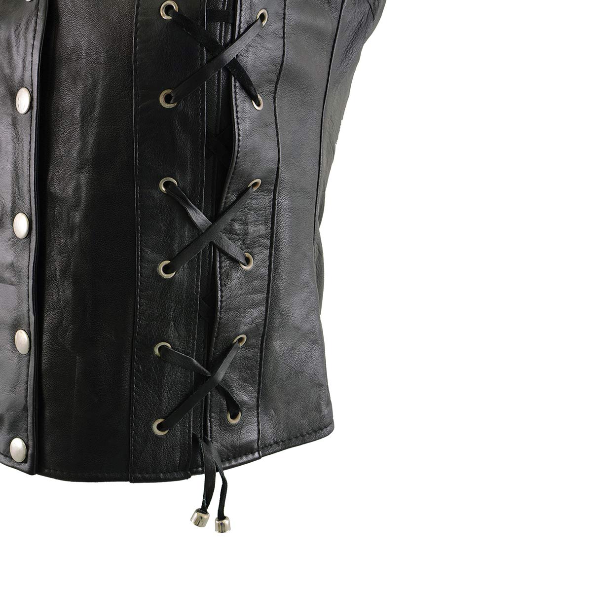 Milwaukee Leather SH1216 Ladies Black Leather Vest with Front Laces - Image 5