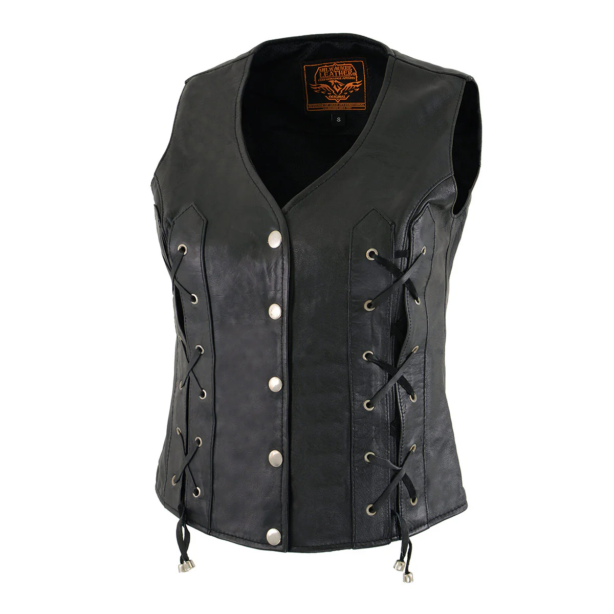 Milwaukee Leather SH1216 Ladies Black Leather Vest with Front Laces - Image 8
