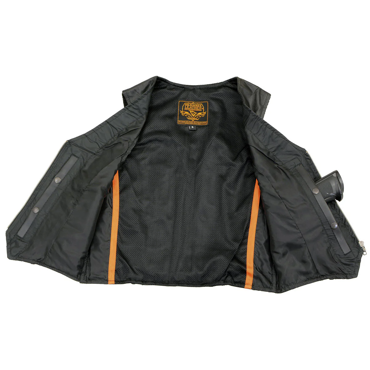Milwaukee Leather SH1246 Women's Classic Black Leather Zipper Front Vest - Image 4