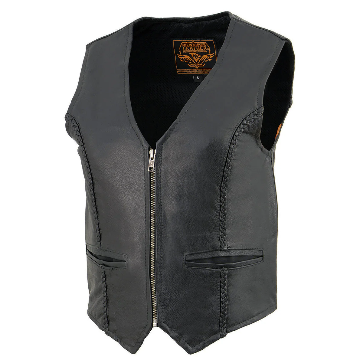 Milwaukee Leather SH1246 Women's Classic Black Leather Zipper Front Vest - Image 5