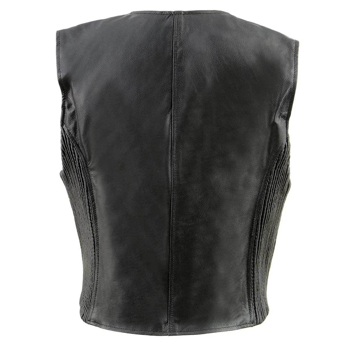 Milwaukee Leather SH1288 Women's Black Leather Deep V-Neck Motorcycle Rider Vest with Side Stretch Panels - Image 2