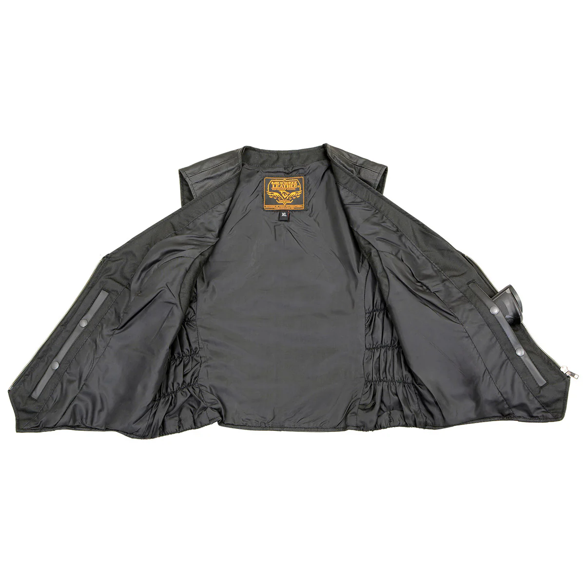 Milwaukee Leather SH1288 Women's Black Leather Deep V-Neck Motorcycle Rider Vest with Side Stretch Panels - Image 4
