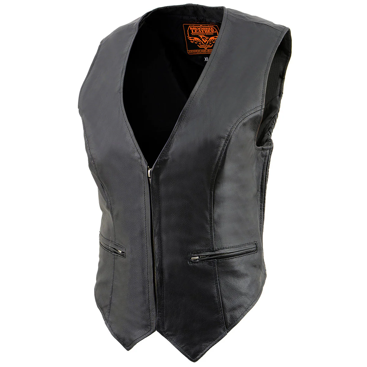 Milwaukee Leather SH1288 Women's Black Leather Deep V-Neck Motorcycle Rider Vest with Side Stretch Panels - Image 5