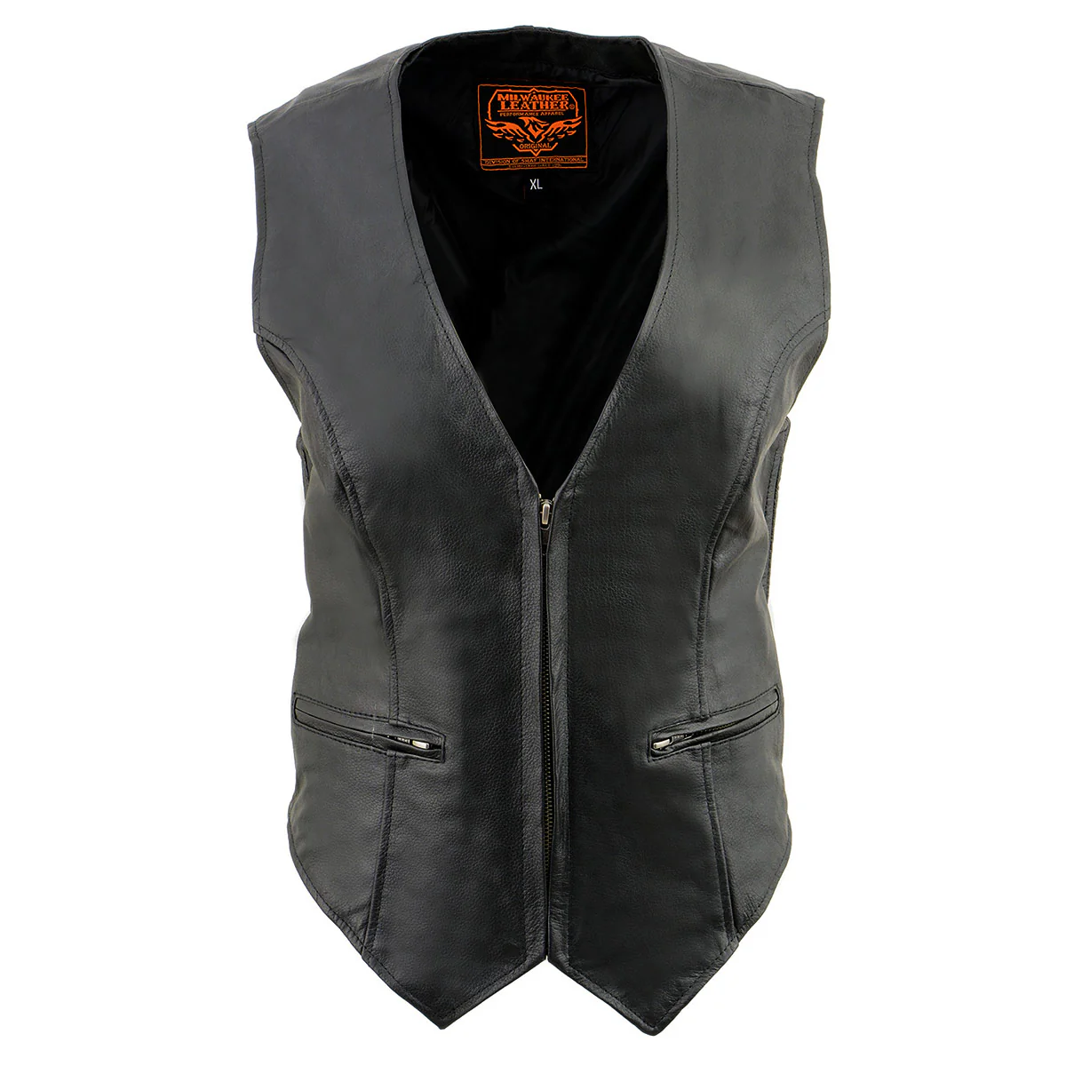 Milwaukee Leather SH1288 Women's Black Leather Deep V-Neck Motorcycle Rider Vest with Side Stretch Panels - Image 7