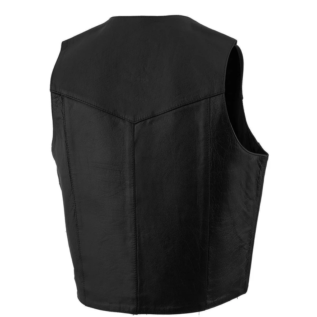 Milwaukee Leather SH1310 Men's Black Leather Classic V-Neck Motorcycle Rider Vest w/ Front Snap Button Closure - Image 6