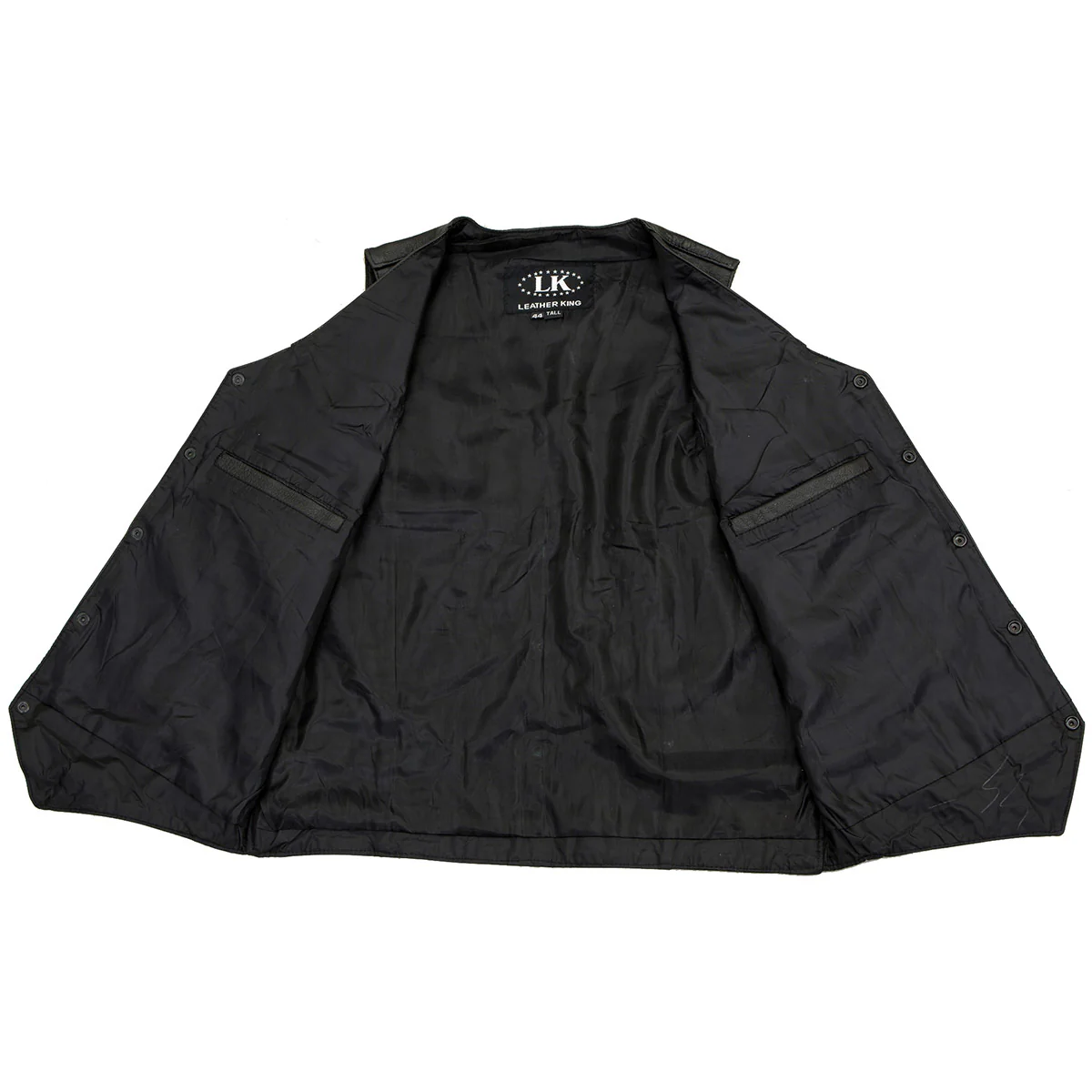 Milwaukee Leather SH1310Tall Men's Black Leather Classic V-Neck Motorcycle Rider Vest w/ Snap Button Closure - Image 4