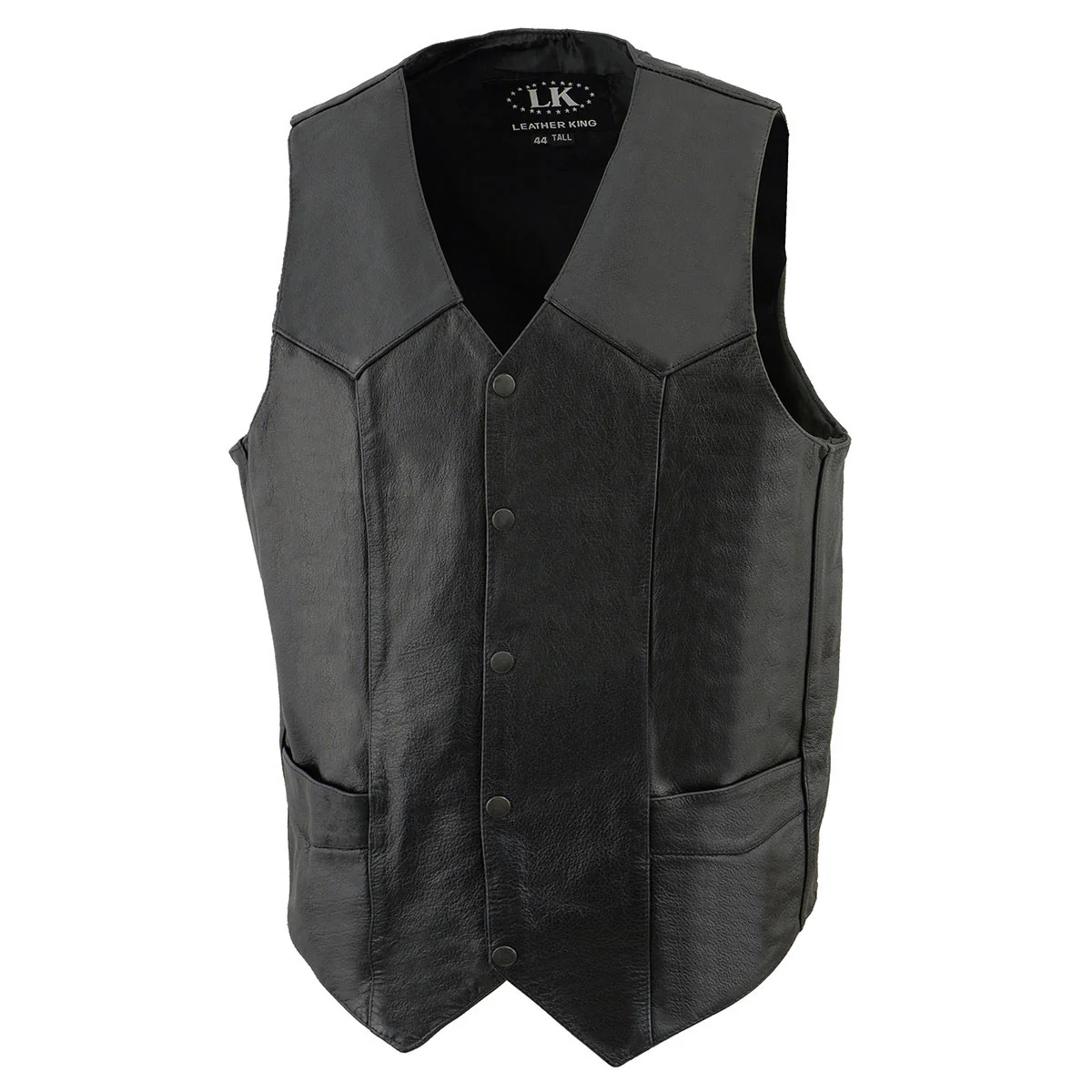 Milwaukee Leather SH1310Tall Men's Black Leather Classic V-Neck Motorcycle Rider Vest w/ Snap Button Closure - Image 5