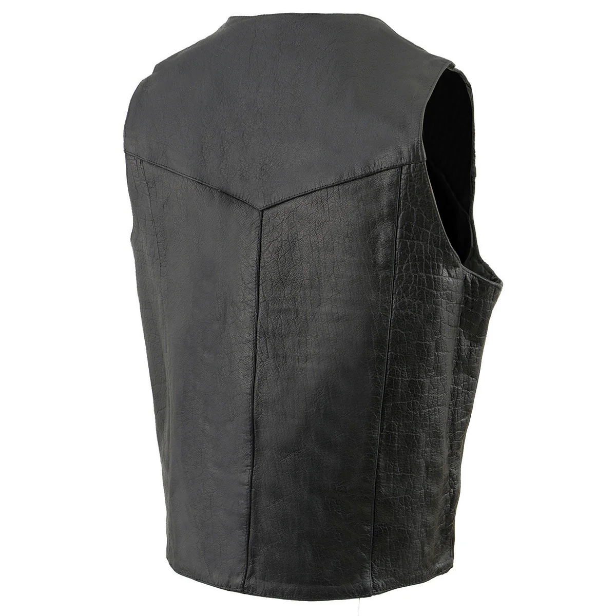 Milwaukee Leather SH1310Tall Men's Black Leather Classic V-Neck Motorcycle Rider Vest w/ Snap Button Closure - Image 6