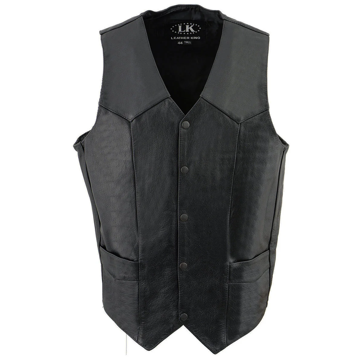 Milwaukee Leather SH1310Tall Men's Black Leather Classic V-Neck Motorcycle Rider Vest w/ Snap Button Closure - Image 7