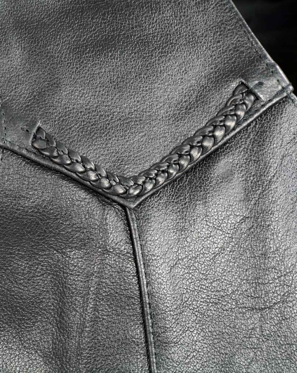Milwaukee Leather SH1314TALL Men's Classic Black Braided Leather Vest with Side Laces - Image 4