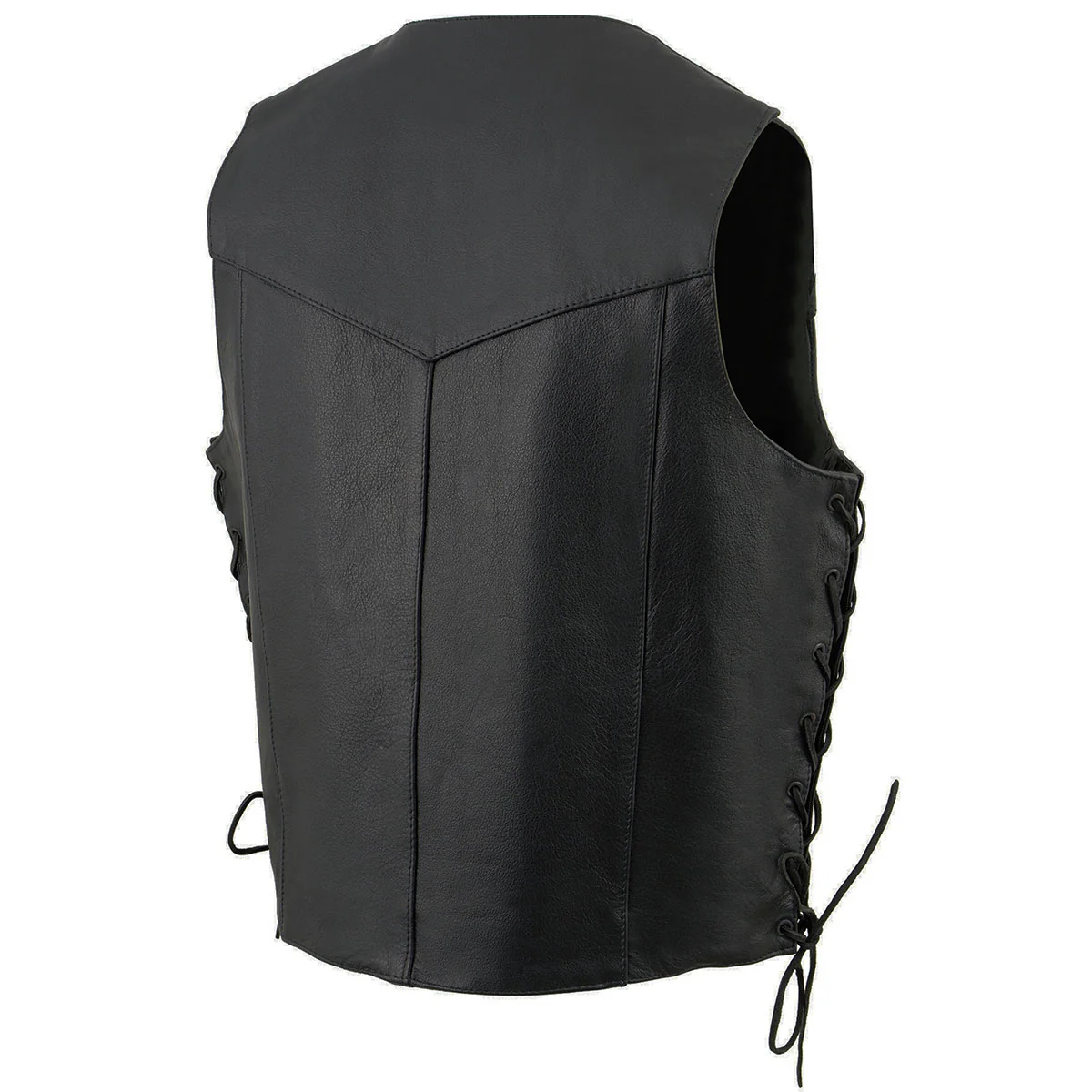 Milwaukee Leather SH131578 Men's Black Leather Classic V-Neck Motorcycle Leather Vest w/ Side Lace - Image 13