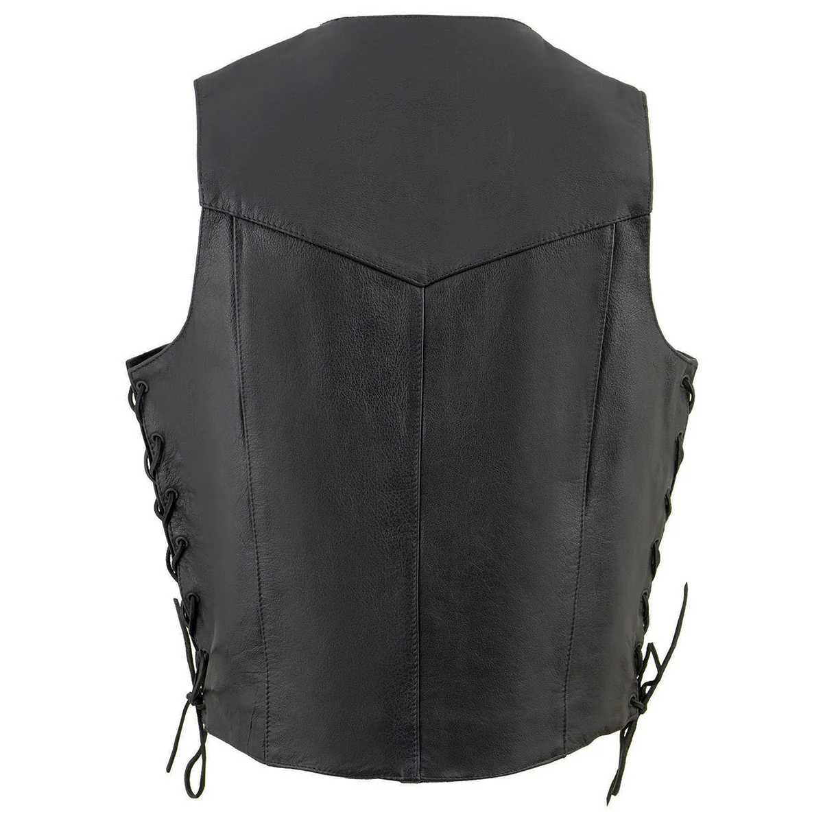 Milwaukee Leather SH131578 Men's Black Leather Classic V-Neck Motorcycle Leather Vest w/ Side Lace - Image 2