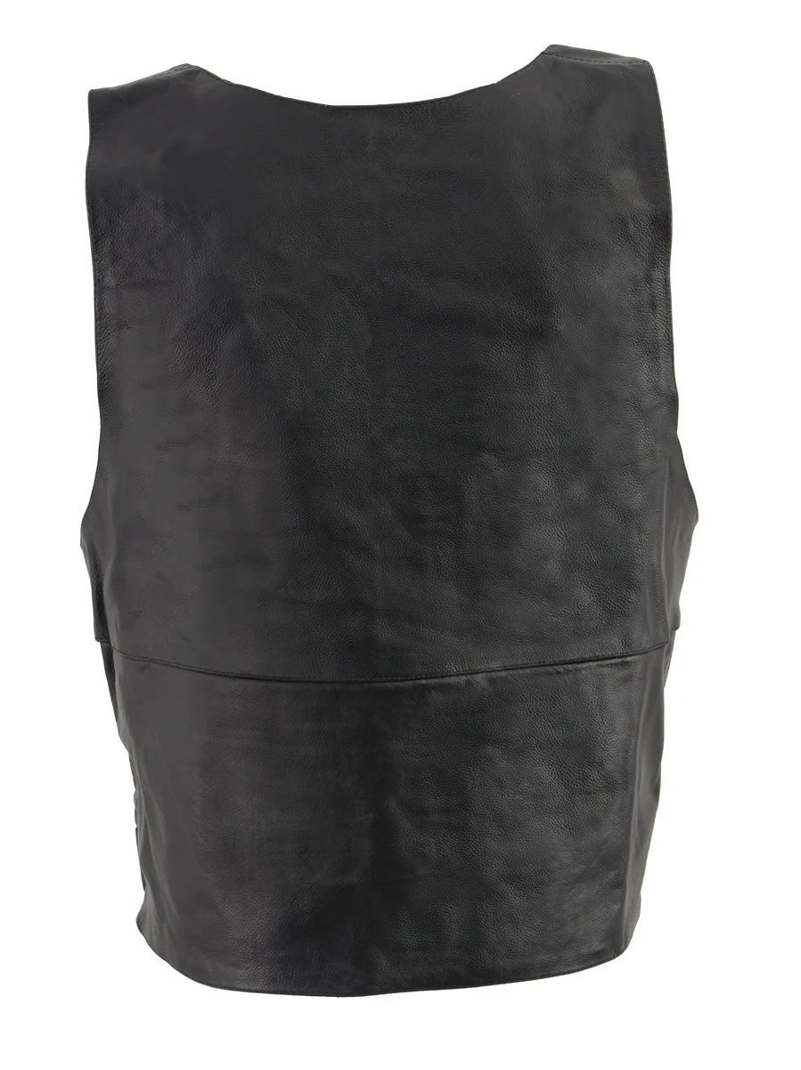 Milwaukee Leather SH1367 Men's Black Leather Swat Style Rider Vest w/ Plain Back Panel for Club Patches - Image 2
