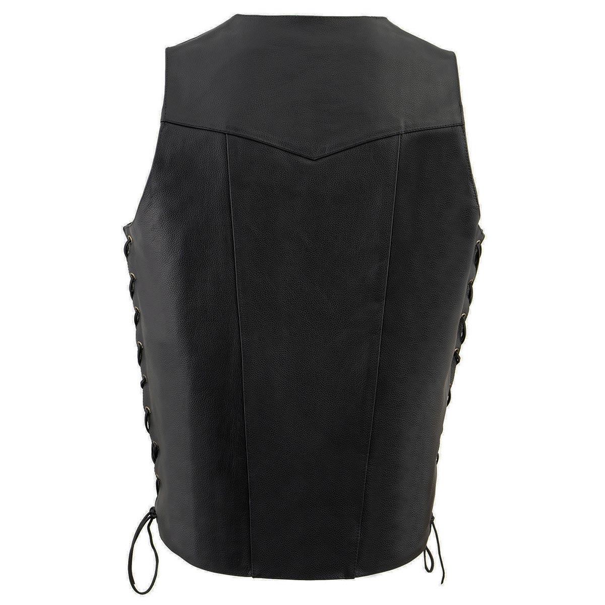Milwaukee Leather SH1392Tall Men's Black Leather 10 Pocket V-Neck Side Lace Motorcycle Rider Vest w/ Snap Closure - Image 2