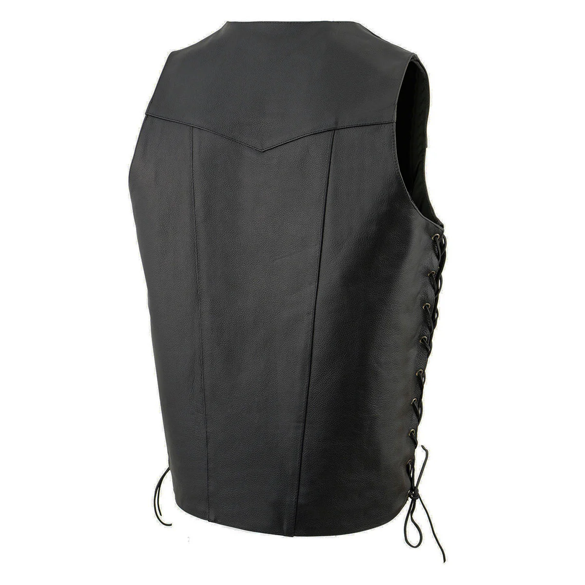 Milwaukee Leather SH1392Tall Men's Black Leather 10 Pocket V-Neck Side Lace Motorcycle Rider Vest w/ Snap Closure - Image 7