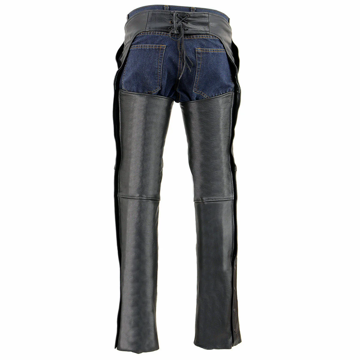 Milwaukee Leather Men’s Black Premium Leather Motorcycle Rider Chaps w/ Front 3-Pockets - Thigh Patch Pocket-SH1766 - Image 2