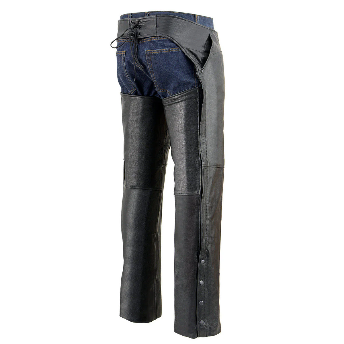 Milwaukee Leather Men’s Black Premium Leather Motorcycle Rider Chaps w/ Front 3-Pockets - Thigh Patch Pocket-SH1766 - Image 7