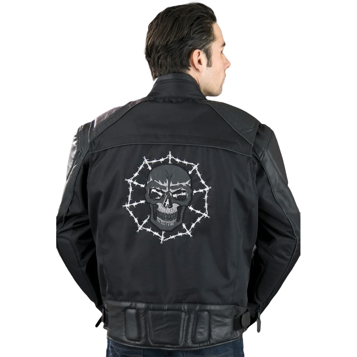 Milwaukee Leather SH1963 Men's Black 'Glow In The Dark Skull' Textile Motorcycle Jacket - Image 2