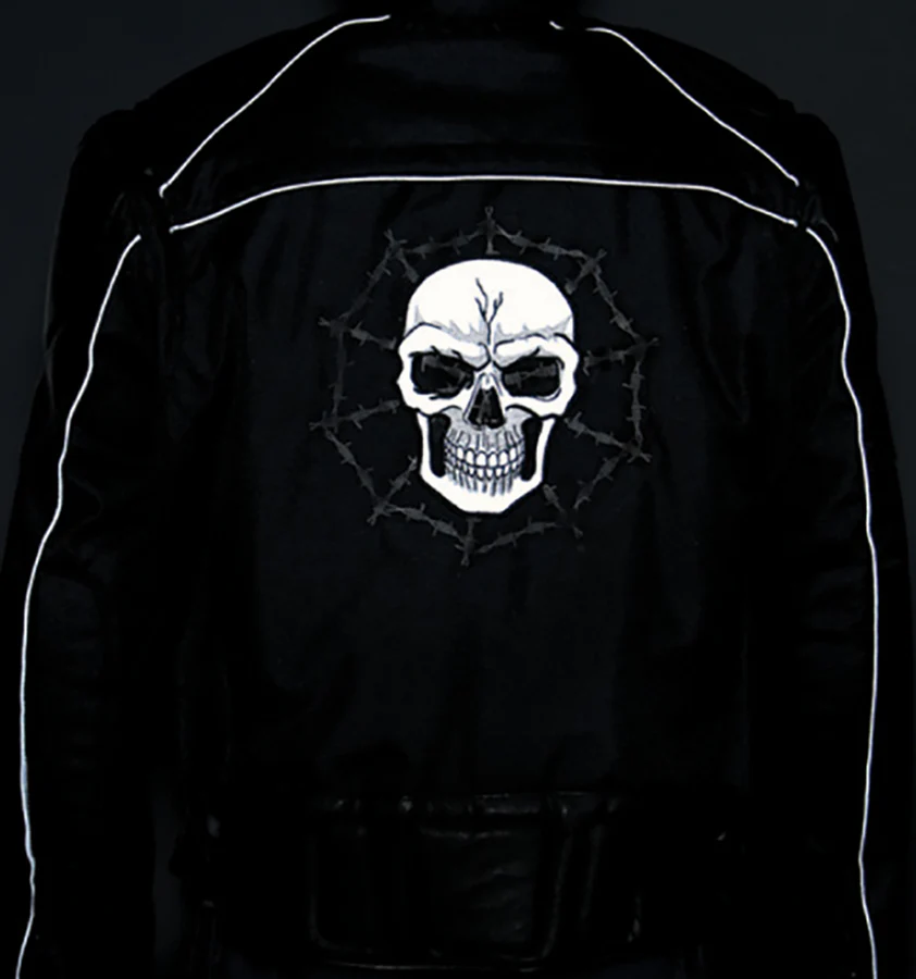 Milwaukee Leather SH1963 Men's Black 'Glow In The Dark Skull' Textile Motorcycle Jacket - Image 3