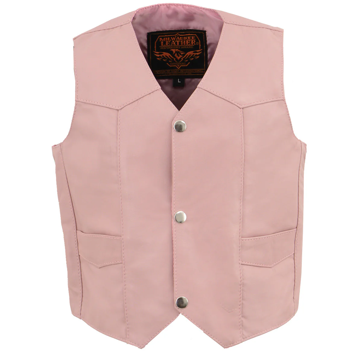 Milwaukee Leather SH2011PINK Girls Pink Three Snap Leather Vest - Image 7