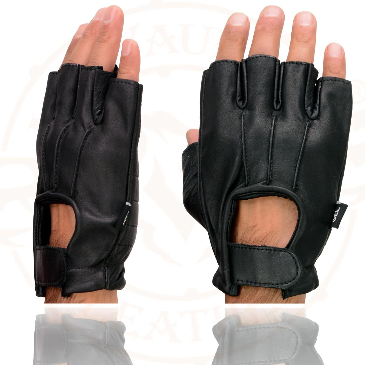 Milwaukee Leather SH206 Men's Black Leather Gel Padded Palm Fingerless Motorcycle Hand Gloves W/ ‘Welted’ Design - Image 5