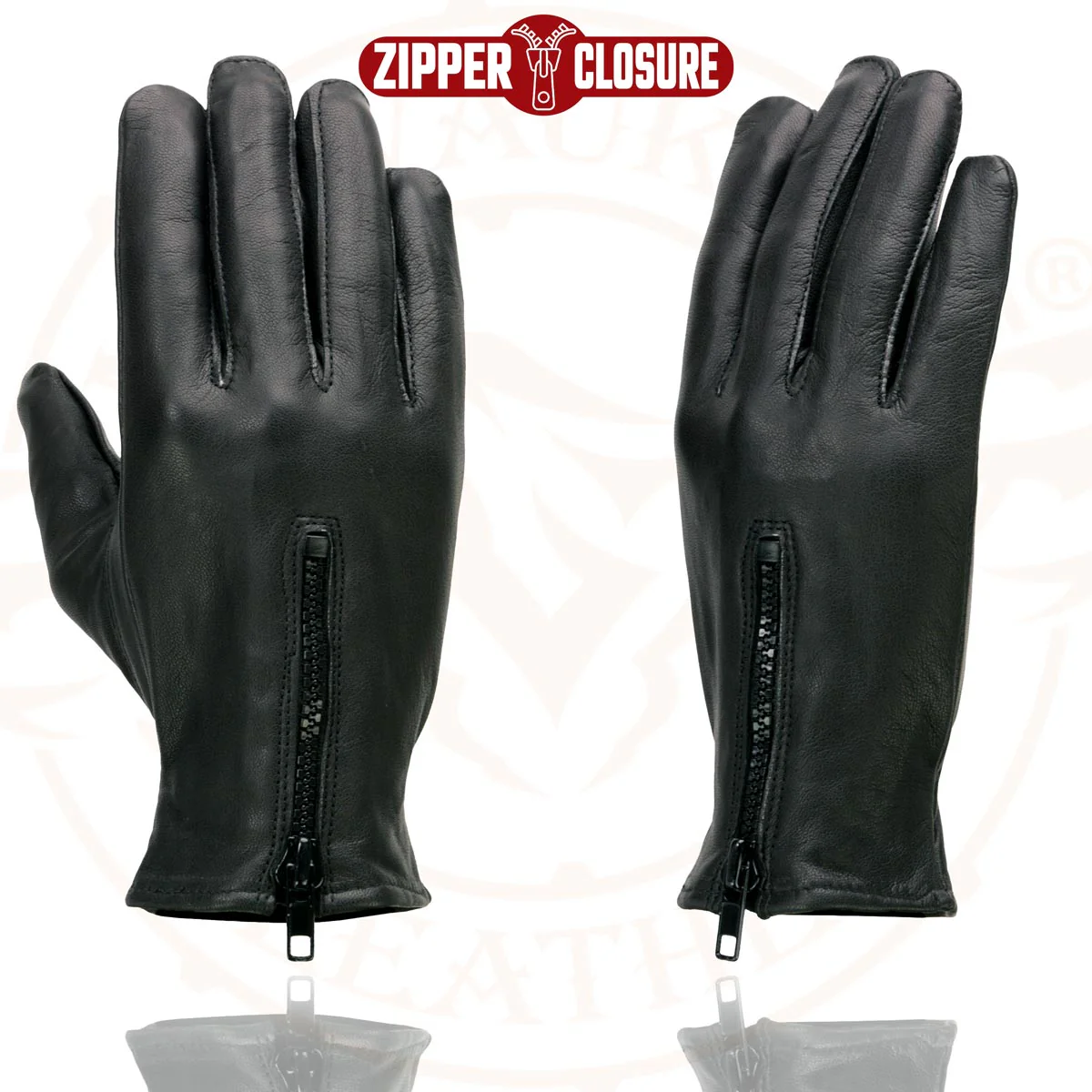 Milwaukee Leather SH226D Men's Black Unlined Leather Lightweight Motorcycle Hand Gloves W/ Wrist Zipper Closure - Image 4