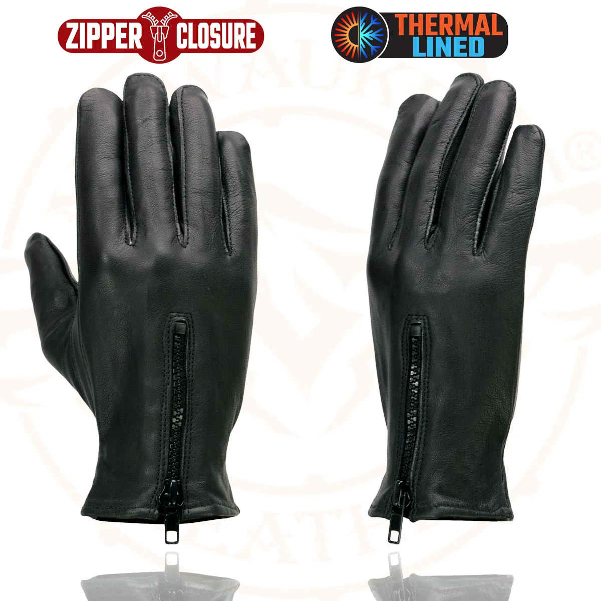Milwaukee Leather SH226TH Men's Black Thermal Lined Leather Motorcycle Hand Gloves W/ Wrist Zipper Closure - Image 4