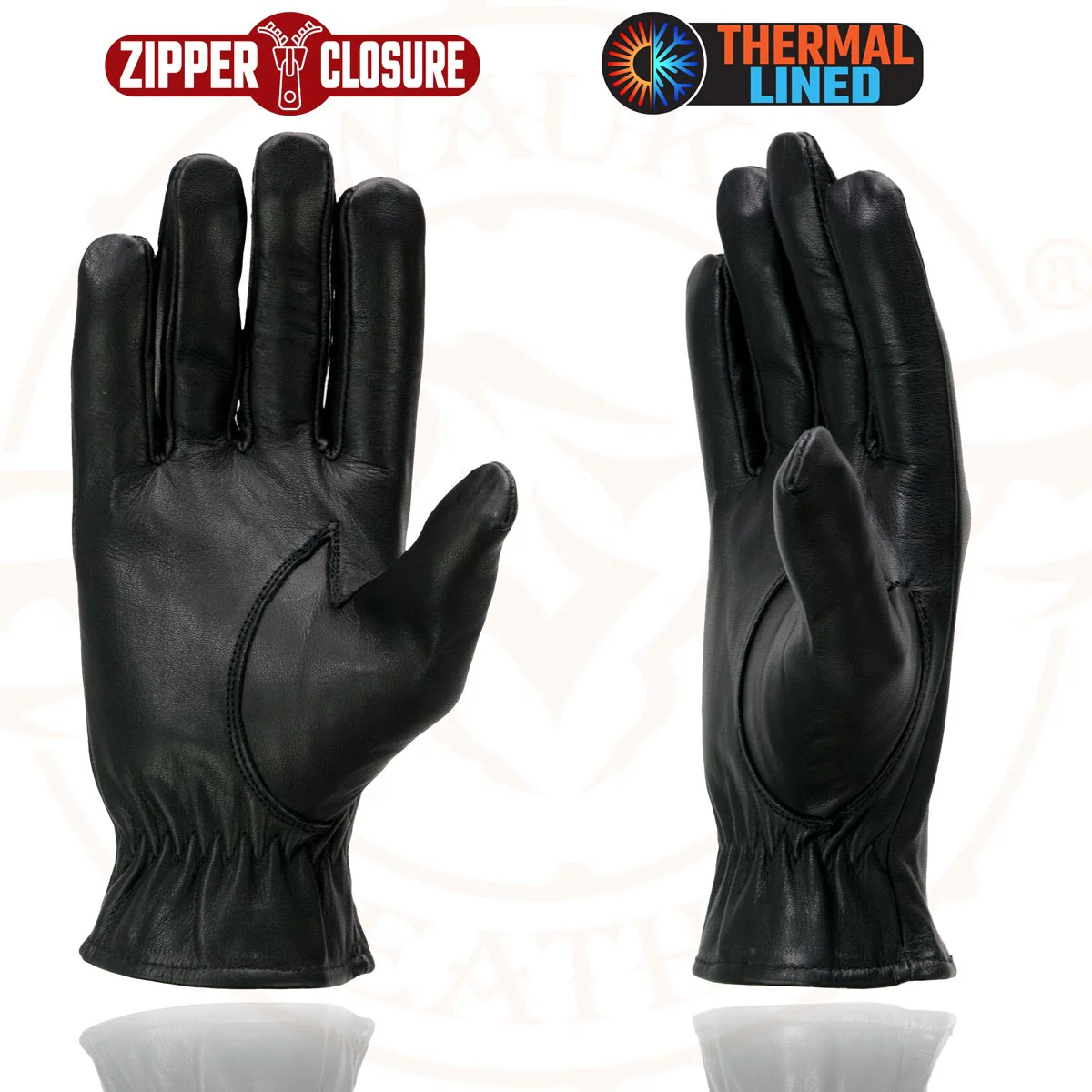 Milwaukee Leather SH226TH Men's Black Thermal Lined Leather Motorcycle Hand Gloves W/ Wrist Zipper Closure - Image 6