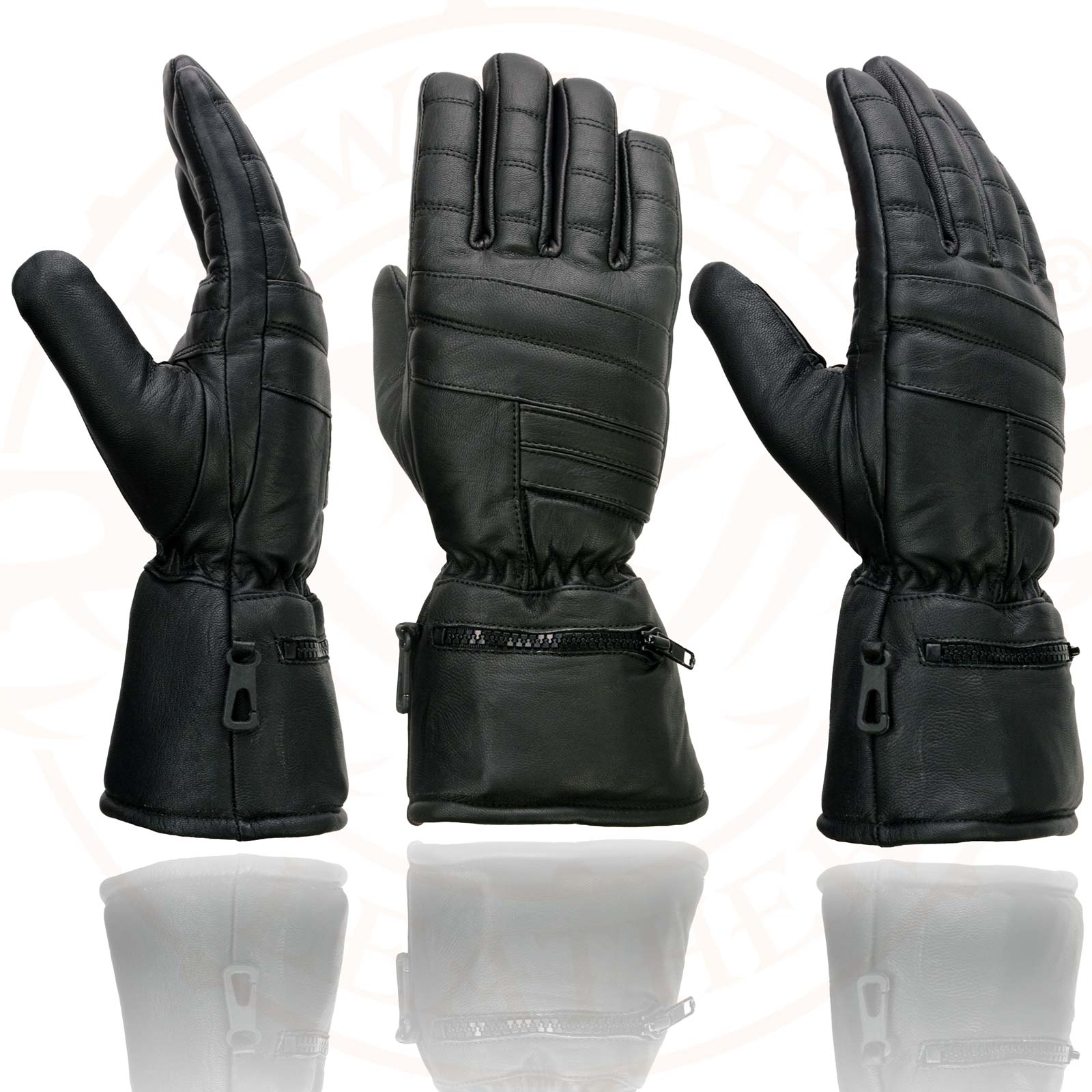 Milwaukee Leather SH230 Men's Black Leather Warm Lining Gauntlet Motorcycle Hand Gloves W/ ‘Rain Mitten and Pull-on Closure’ - Image 2