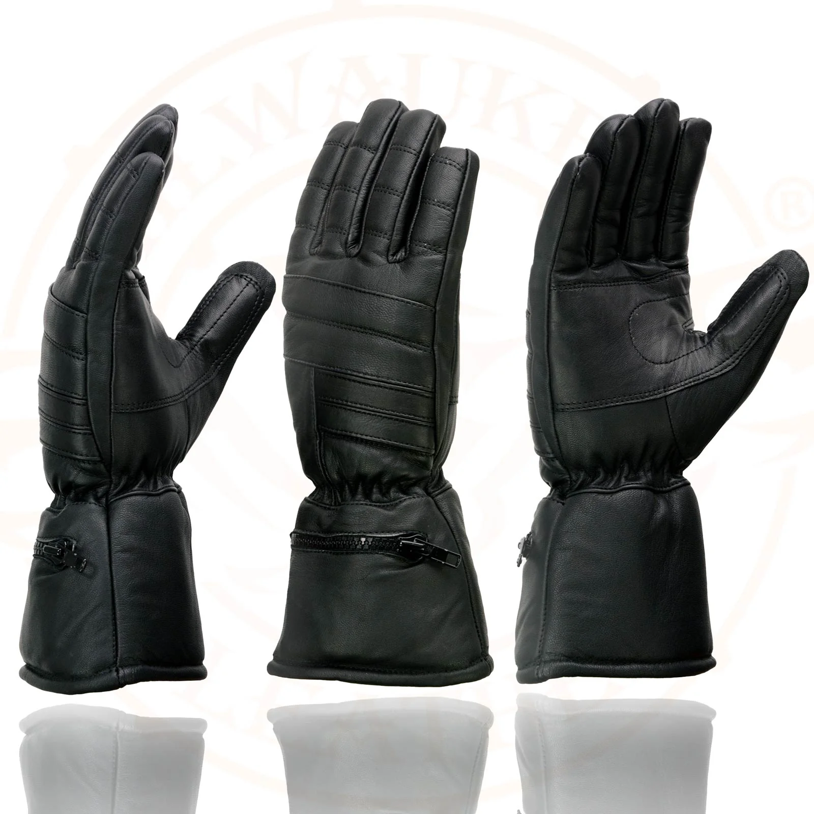 Milwaukee Leather SH230 Men's Black Leather Warm Lining Gauntlet Motorcycle Hand Gloves W/ ‘Rain Mitten and Pull-on Closure’ - Image 5