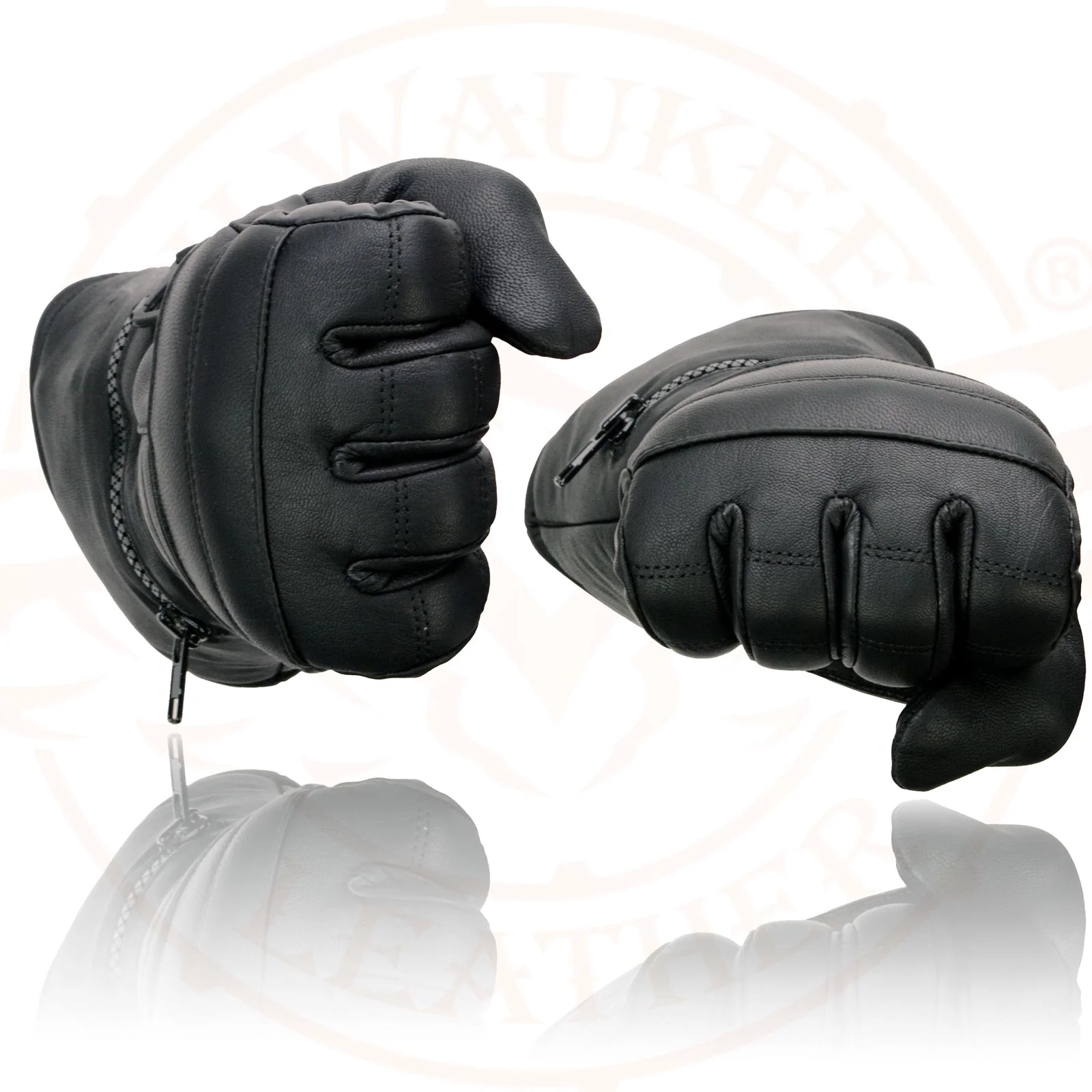 Milwaukee Leather SH230 Men's Black Leather Warm Lining Gauntlet Motorcycle Hand Gloves W/ ‘Rain Mitten and Pull-on Closure’ - Image 8