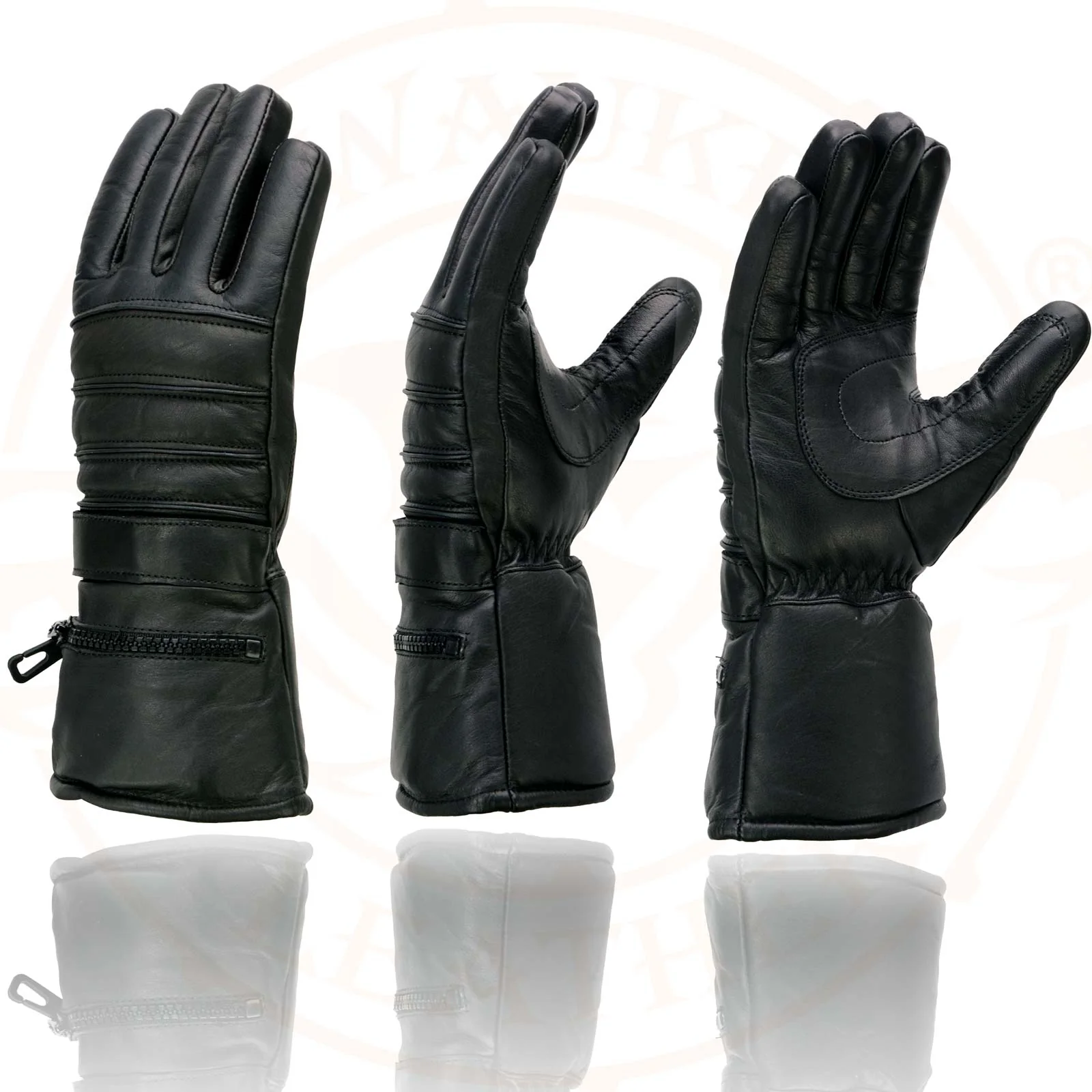 Milwaukee Leather SH232 Men's Black Leather Warm Lining Gauntlet Motorcycle Hand Gloves W/ Rain Mitten and Adjustable Strap - Image 5