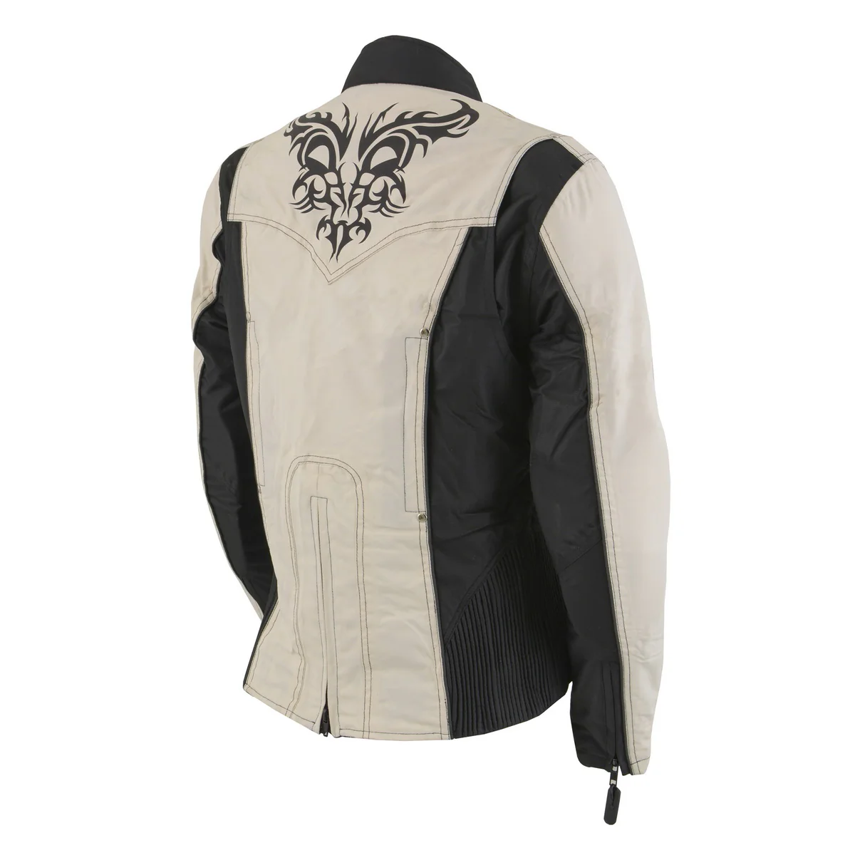 Milwaukee Leather SH2366 Women's'Reflective Tribal' Black and Cream Armored Motorcycle Textile Jacket - Image 10