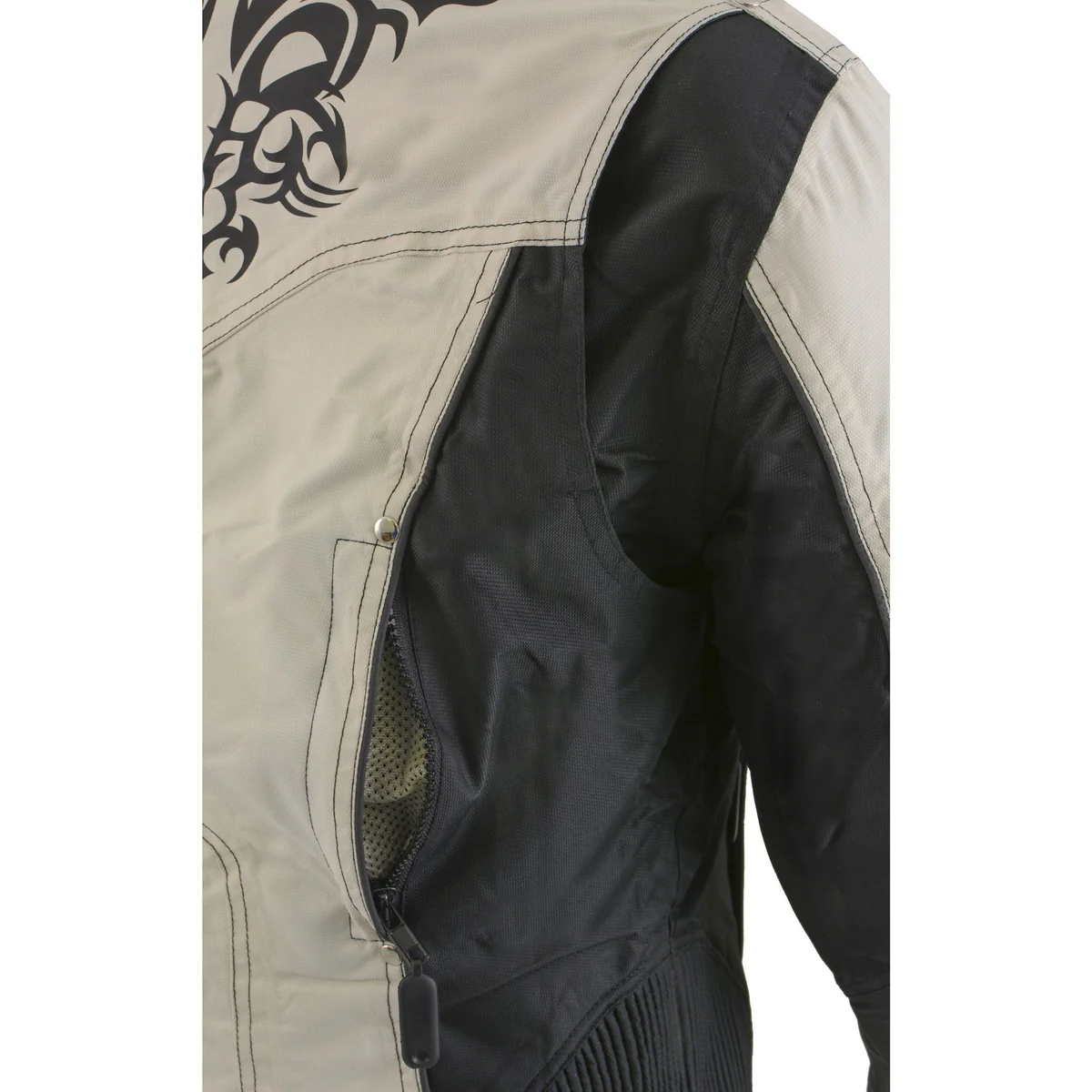 Milwaukee Leather SH2366 Women's'Reflective Tribal' Black and Cream Armored Motorcycle Textile Jacket - Image 11