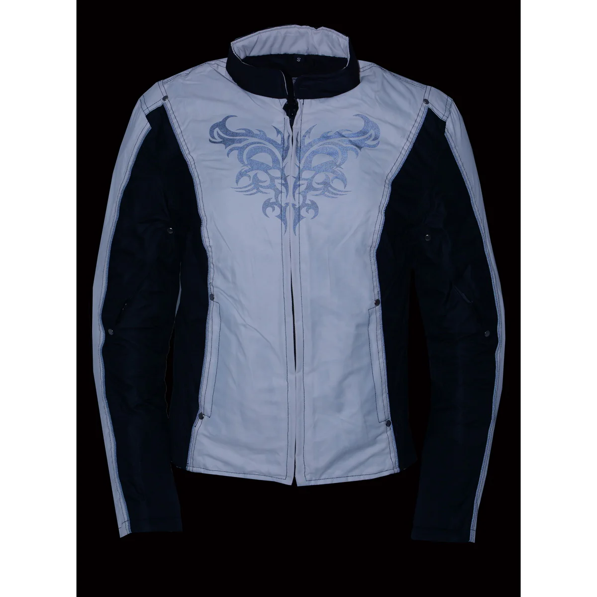 Milwaukee Leather SH2366 Women's'Reflective Tribal' Black and Cream Armored Motorcycle Textile Jacket - Image 5