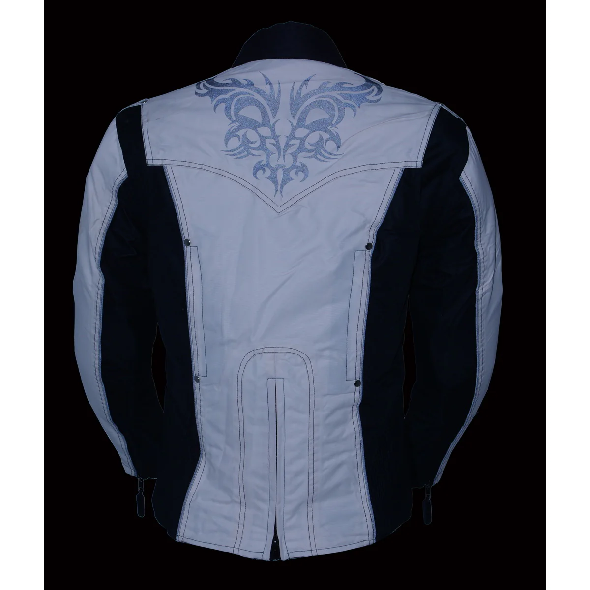 Milwaukee Leather SH2366 Women's'Reflective Tribal' Black and Cream Armored Motorcycle Textile Jacket - Image 6