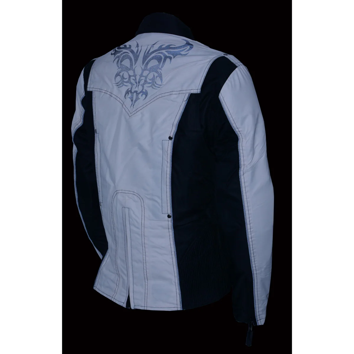 Milwaukee Leather SH2366 Women's'Reflective Tribal' Black and Cream Armored Motorcycle Textile Jacket - Image 7