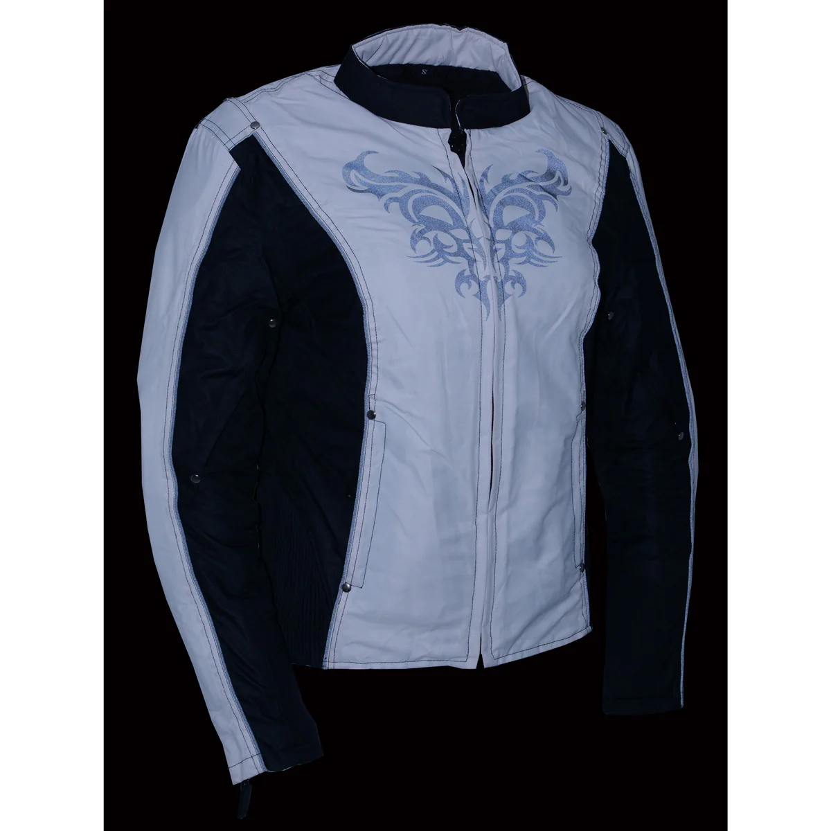 Milwaukee Leather SH2366 Women's'Reflective Tribal' Black and Cream Armored Motorcycle Textile Jacket - Image 8