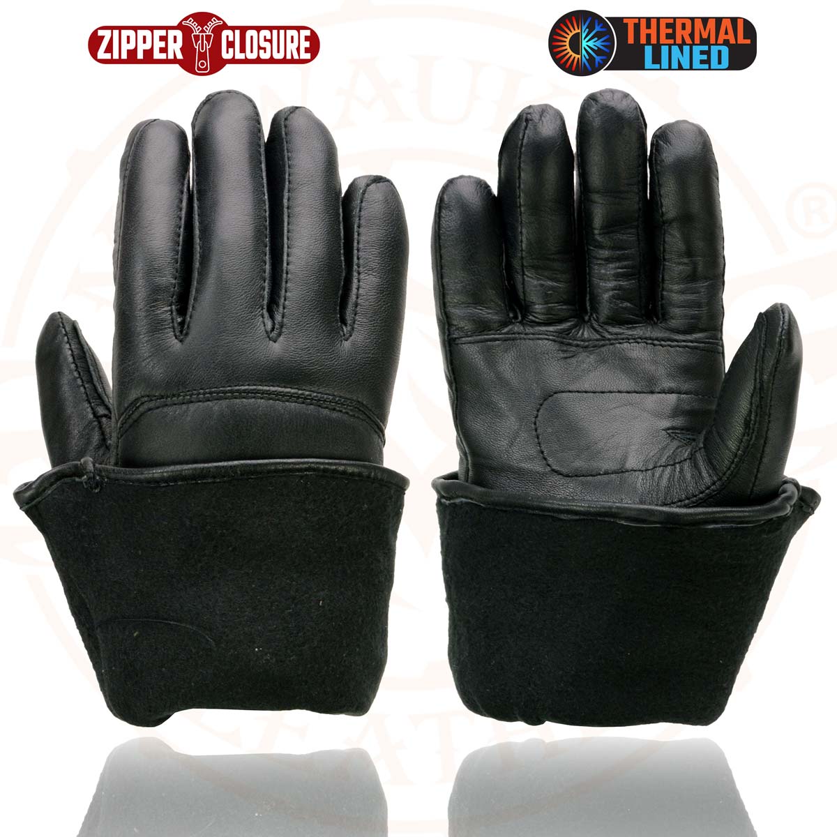 Milwaukee Leather Men's Gauntlet Motorcycle Hand Gloves-Black Leather Thermal Lined with Conchos on Cuff- SH238 - Image 8